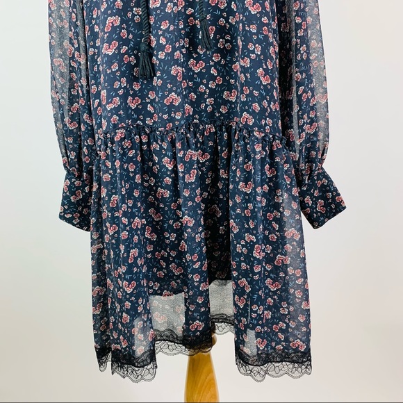 See By Chloe Floral Haze Lace Trim Dress Sz 42 - Picture 4 of 14